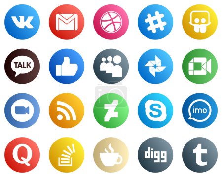 Ilustración de Complete Social Media Icon Pack 20 icons such as meeting. zoom. like and google meet icons. High resolution and fully customizable - Imagen libre de derechos