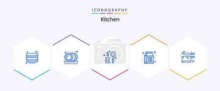 Illustration for Kitchen 25 Blue icon pack including . pack. knife - Royalty Free Image