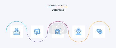 Téléchargez les illustrations : Valentine Blue 5 Icon Pack Including mail. women. love. avatar. person - en licence libre de droit