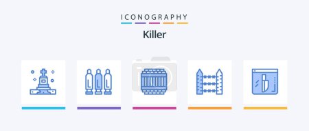Illustration for Killer Blue 5 Icon Pack Including evidence. signaling. architecture. security. barbed. Creative Icons Design - Royalty Free Image