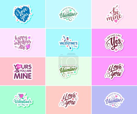 Téléchargez les illustrations : Valentine's Day: A Time for Romance and Creative Expression Stickers - en licence libre de droit