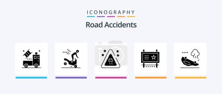 Ilustración de Road Accidents Glyph 5 Icon Pack Including car. road advertising. signaling. promotion. advertising. Creative Icons Design - Imagen libre de derechos