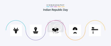 Illustration for Indian Republic Day Glyph 5 Icon Pack Including people. indian. king. india. india - Royalty Free Image