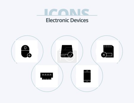 Ilustración de Devices Glyph Icon Pack 5 Icon Design. devices. computers. hardware. hardware. devices - Imagen libre de derechos