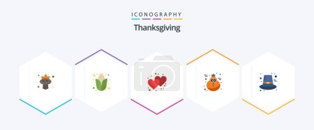 Illustration for Thanksgiving 25 Flat icon pack including holiday. autumn. day. turkey. holiday - Royalty Free Image
