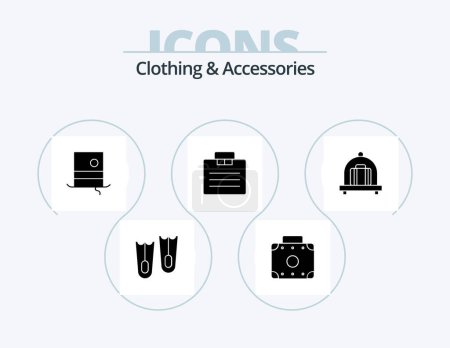 Téléchargez les illustrations : Clothing and Accessories Glyph Icon Pack 5 Icon Design. . luggage. hipster. baggage. portfolio - en licence libre de droit
