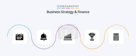 Téléchargez les illustrations : Business Strategy And Finance Glyph 5 Icon Pack Including trophy . business. bells . graph . analytics - en licence libre de droit