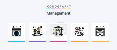 Téléchargez les illustrations : Management Line Filled 5 Icon Pack Including shortlisted. hiring. strategic. candidate. management. Creative Icons Design - en licence libre de droit