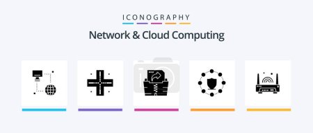 Illustration for Network And Cloud Computing Glyph 5 Icon Pack Including technology. electronic. file. device. protection. Creative Icons Design - Royalty Free Image