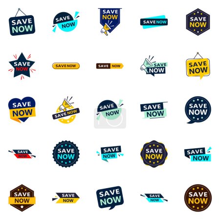 Ilustración de Save Now 25 Eye catching Typographic Banners for boosting saving - Imagen libre de derechos