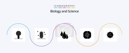 Ilustración de Biology Glyph 5 Icon Pack Including chemistry. bacteria. science. laboratory. cell - Imagen libre de derechos