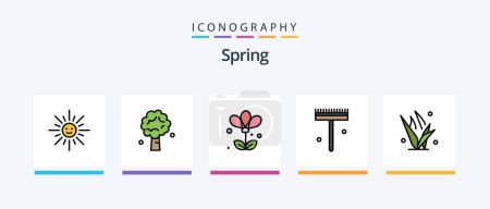 Illustration for Spring Line Filled 5 Icon Pack Including flora. fly. spring. baloons. lotus flower. Creative Icons Design - Royalty Free Image