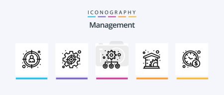 Ilustración de Management Line 5 Icon Pack Including management. business. growth. screen. content. Creative Icons Design - Imagen libre de derechos