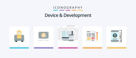 Illustration for Device And Development Flat 5 Icon Pack Including cell. education. computer . pencil. file. Creative Icons Design - Royalty Free Image