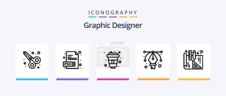 Illustration for Graphic Designer Line 5 Icon Pack Including jewel. brilliant. graphics. design. sketch. Creative Icons Design - Royalty Free Image