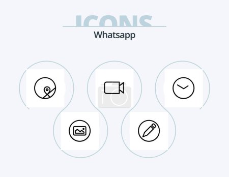 Ilustración de Whatsapp Line Icon Pack 5 Icon Design. basic. document. bulb. watts app. chat - Imagen libre de derechos