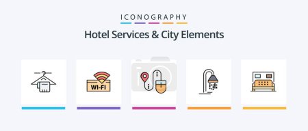 Illustration for Hotel Services And City Elements Line Filled 5 Icon Pack Including device. wifi. no. hotel. search. Creative Icons Design - Royalty Free Image
