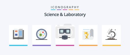Ilustración de Science Flat 5 Icon Pack Including microscope. biology. glasses. science. laboratory. Creative Icons Design - Imagen libre de derechos