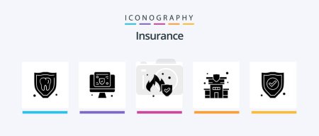 Illustration for Insurance Glyph 5 Icon Pack Including . protection. fire. insurance. insurance. Creative Icons Design - Royalty Free Image