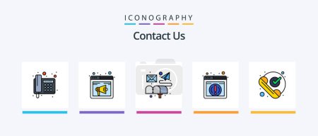 Illustration for Contact Us Line Filled 5 Icon Pack Including letter. box. communication. communication. location. Creative Icons Design - Royalty Free Image