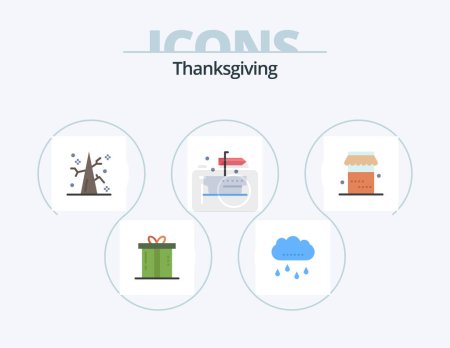 Illustration for Thanks Giving Flat Icon Pack 5 Icon Design. food. giving. thanksgiving. thanks. winter - Royalty Free Image