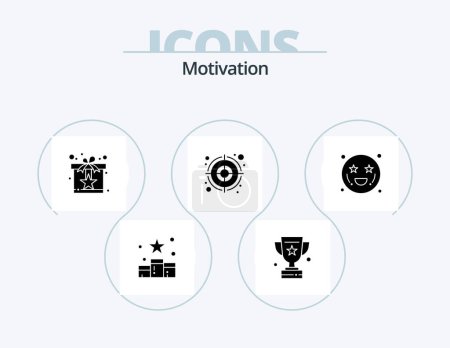 Illustration for Motivation Glyph Icon Pack 5 Icon Design. adoration. goal. success. bulls eye. star - Royalty Free Image