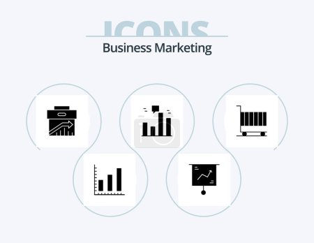 Téléchargez les illustrations : Business Marketing Glyph Icon Pack 5 Icon Design. marketing. finance. presentation. business. management - en licence libre de droit