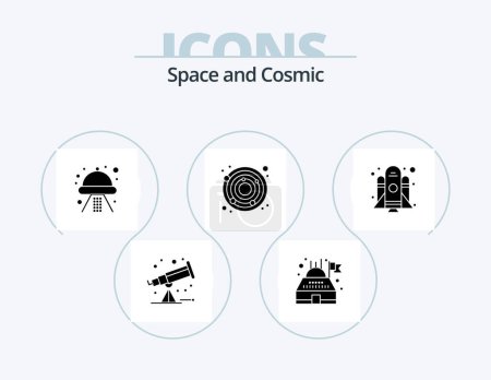 Téléchargez les illustrations : Space Glyph Icon Pack 5 Icon Design. . startup. space. spaceship. nadir - en licence libre de droit