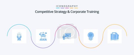 Téléchargez les illustrations : Competitive Strategy And Corporate Training Blue 5 Icon Pack Including light. idea. presentation. seminar. presentation - en licence libre de droit