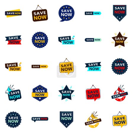 Téléchargez les illustrations : Save Now 25 Fresh Typographic Designs for an updated savings campaign - en licence libre de droit