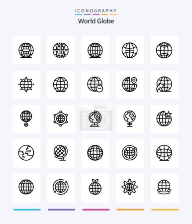 Téléchargez les illustrations : Creative Globe 25 OutLine icon pack  Such As earth. globe. internet. arrow. location - en licence libre de droit