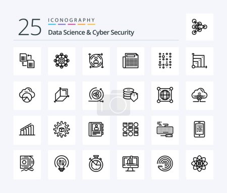 Illustration for Data Science And Cyber Security 25 Line icon pack including instructure data. unstructure. user. document. news - Royalty Free Image