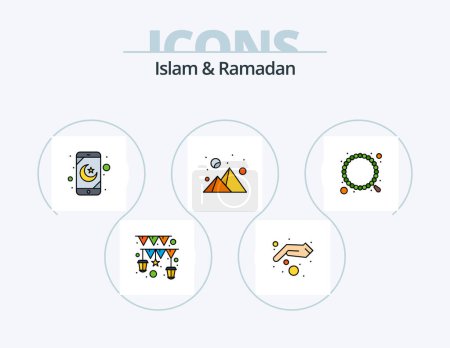 Téléchargez les illustrations : Islam And Ramadan Line Filled Icon Pack 5 Icon Design. water. islam. teapot. canon. muslim - en licence libre de droit