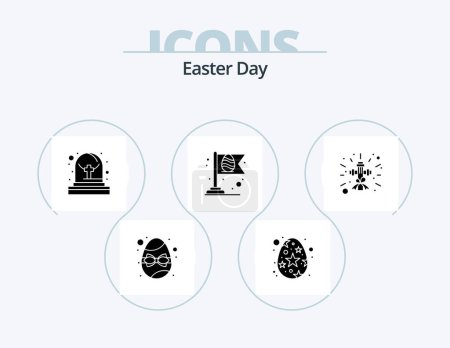 Téléchargez les illustrations : Easter Glyph Icon Pack 5 Icon Design. religion. christian. cemetery. flag. easter - en licence libre de droit