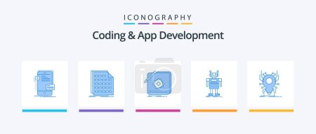 Ilustración de Coding And App Development Blue 5 Icon Pack Including artificial. robot. data. design. logo. Creative Icons Design - Imagen libre de derechos