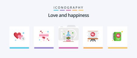 Illustration for Love Flat 5 Icon Pack Including diary. presentation. romance. love. drink. Creative Icons Design - Royalty Free Image