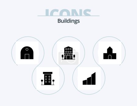 Illustration for Buildings Glyph Icon Pack 5 Icon Design. retail. buildings. modern building. real estate. islamic building - Royalty Free Image
