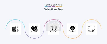 Téléchargez les illustrations : Valentines Day Glyph 5 Icon Pack Including . location. honeymoon. heart. love - en licence libre de droit