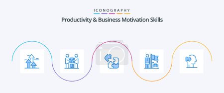 Illustration for Productivity And Business Motivation Skills Blue 5 Icon Pack Including businessman. accomplished. partnership. square. logic - Royalty Free Image