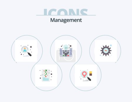 Ilustración de Management Flat Icon Pack 5 Icon Design. management. project idea. applicant. business idea. shortlisted - Imagen libre de derechos