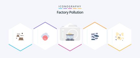 Téléchargez les illustrations : Factory Pollution 25 Flat icon pack including dust. world. pollution. smoke. help - en licence libre de droit