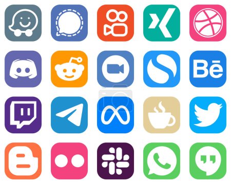 Ilustración de 20 Social Media Icons for Your Designs such as behance. message. meeting and zoom icons. Simple Gradient Icon Set - Imagen libre de derechos