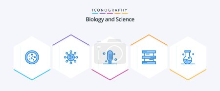 Illustration for Biology 25 Blue icon pack including science. compound. thermometer. chemistry. hazardous - Royalty Free Image