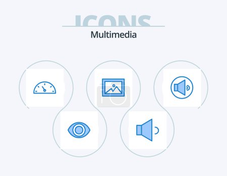Téléchargez les illustrations : Multimedia Blue Icon Pack 5 Icon Design. . sound. - en licence libre de droit