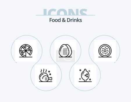 Ilustración de Food and Drinks Line Icon Pack 5 Icon Design. drinks. cookie. food. meal. drinks - Imagen libre de derechos