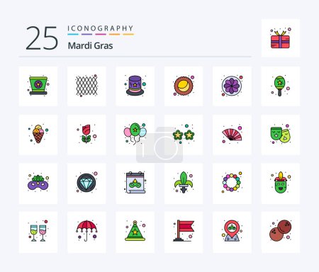 Illustration for Mardi Gras 25 Line Filled icon pack including sunflower. nature. carnival. flower. moon - Royalty Free Image