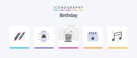 Téléchargez les illustrations : Birthday Flat 5 Icon Pack Including fun. party. alcohol. date. birthday. Creative Icons Design - en licence libre de droit