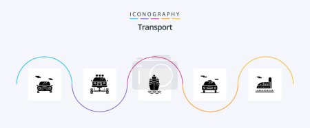 Illustration for Transport Glyph 5 Icon Pack Including tunnel. train. transport. transport. car - Royalty Free Image