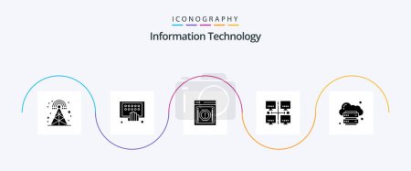 Ilustración de Information Technology Glyph 5 Icon Pack Including network. lan. tablet. area. notification - Imagen libre de derechos