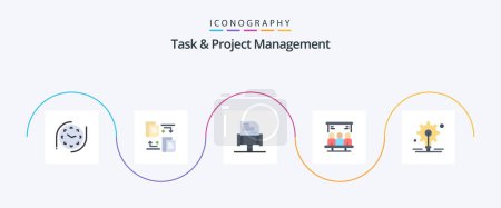 Illustration for Task And Project Management Flat 5 Icon Pack Including . idea. rules. gear. user - Royalty Free Image